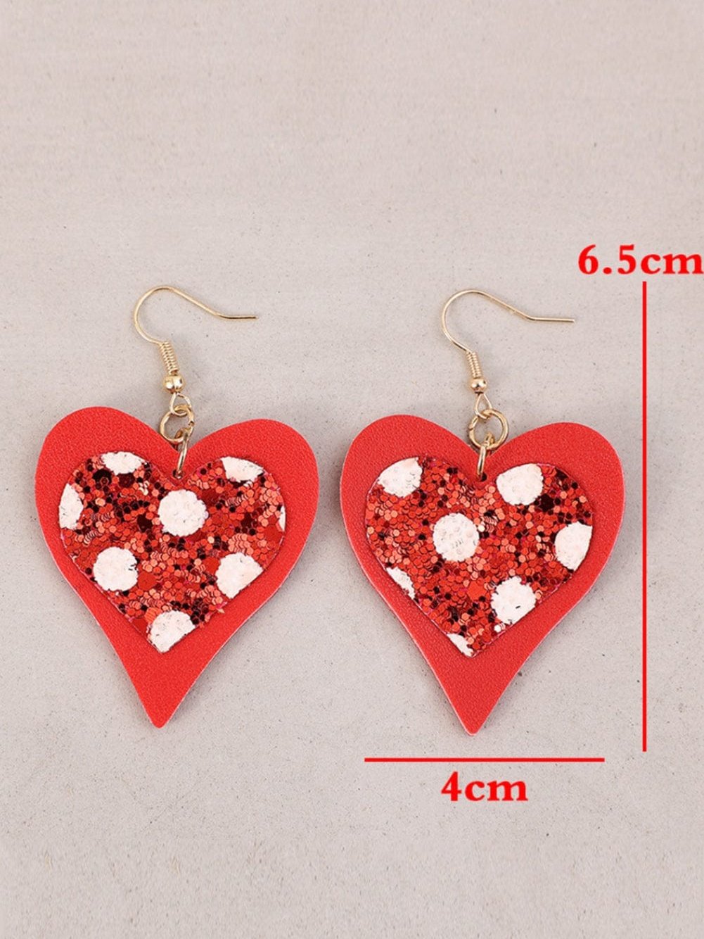 Heart-Shaped Fiery Red Leather Valentine's Day Earrings