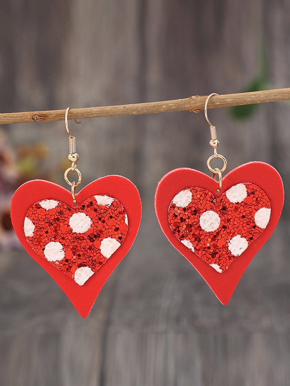 Heart-Shaped Fiery Red Leather Valentine's Day Earrings