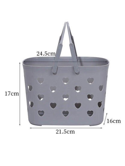 Heart-shaped Gray Plastic Storage Basket with Handles