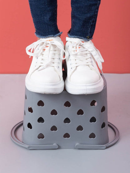 Heart-shaped Gray Plastic Storage Basket with Handles