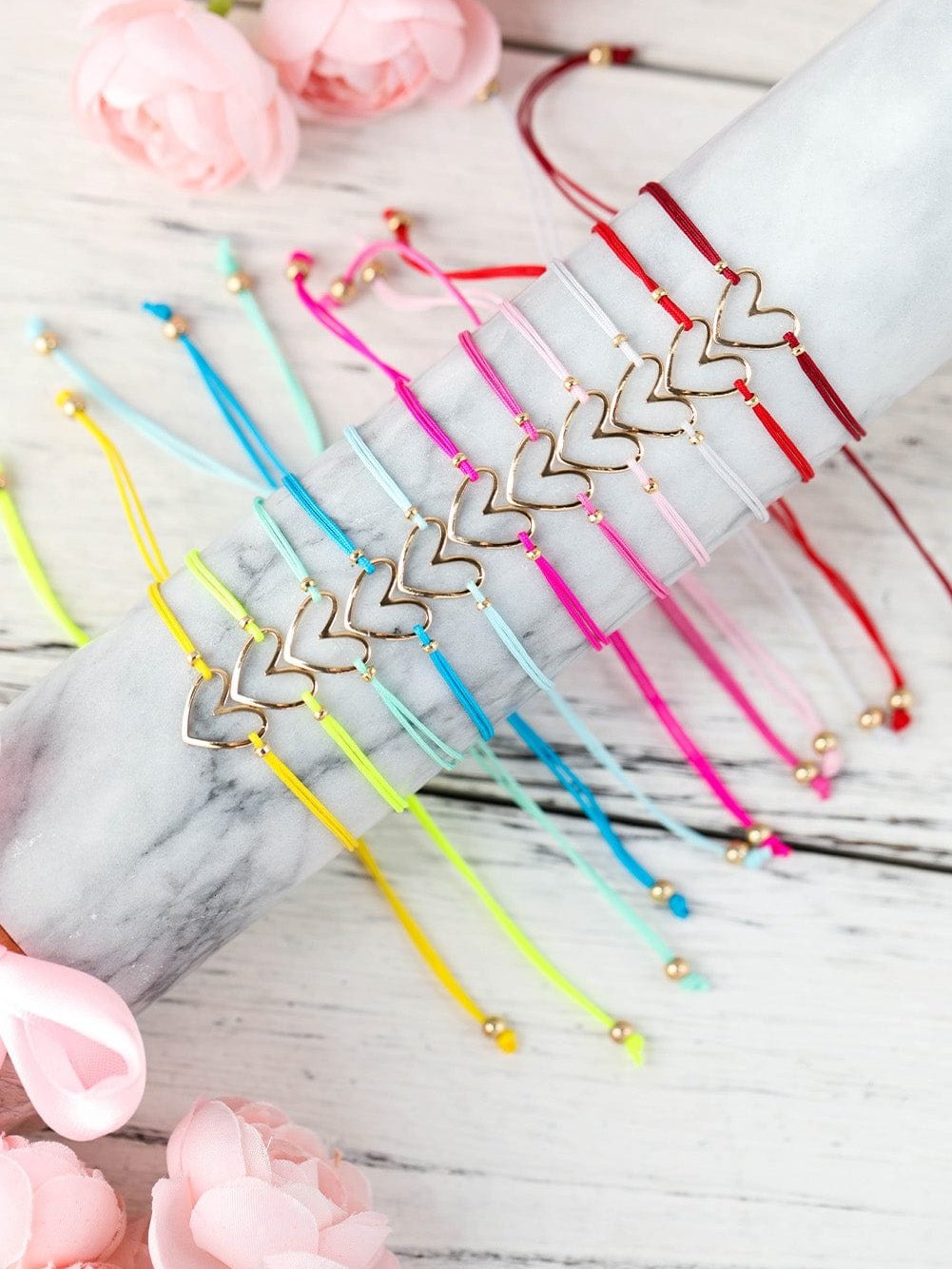 Heartfelt 12-Piece Multicolor Heart Bracelet Set