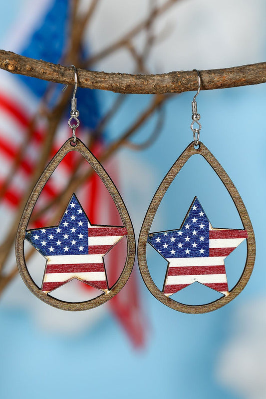 Heartfelt Patriotic Wooden Drop Earrings