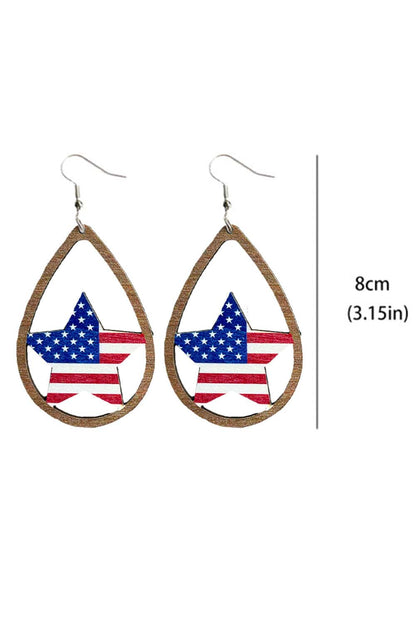 Heartfelt Patriotic Wooden Drop Earrings