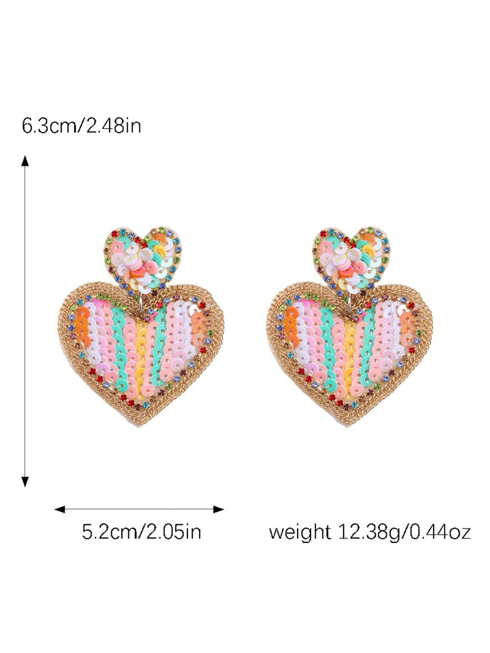 Heartfelt Pink Sequin Heart Stud Earrings for Valentine's Day