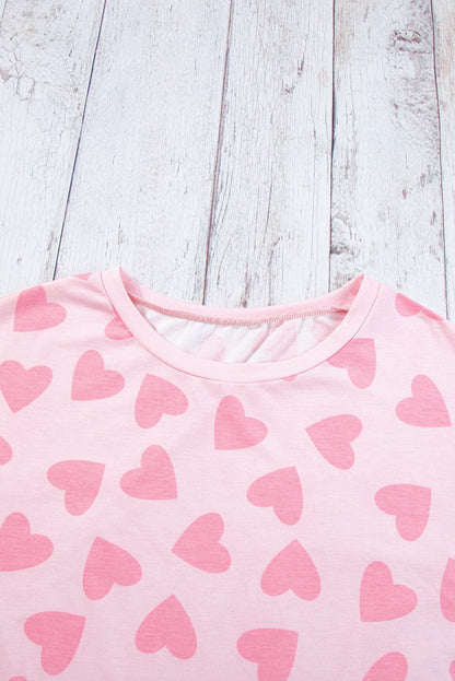 Heartfelt Pink Valentine Heart Print Cozy Lounge Set