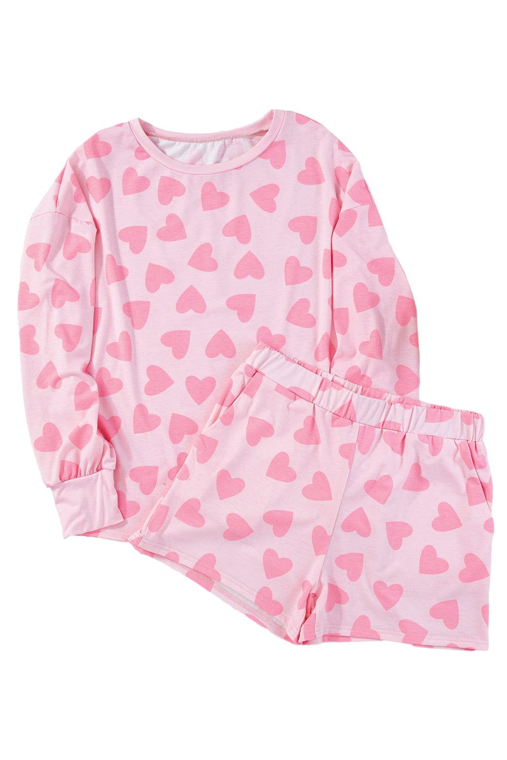 Heartfelt Pink Valentine Heart Print Cozy Lounge Set