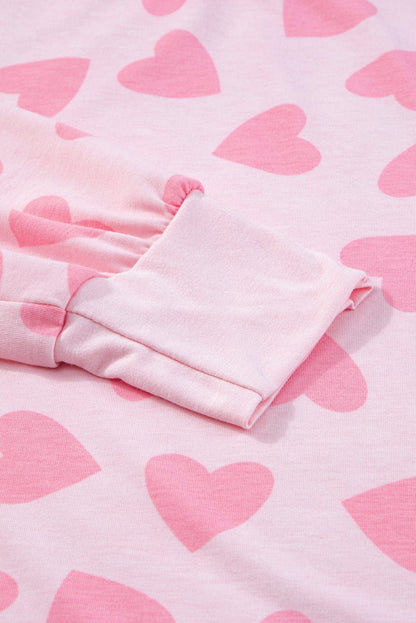 Heartfelt Pink Valentine Heart Print Cozy Lounge Set