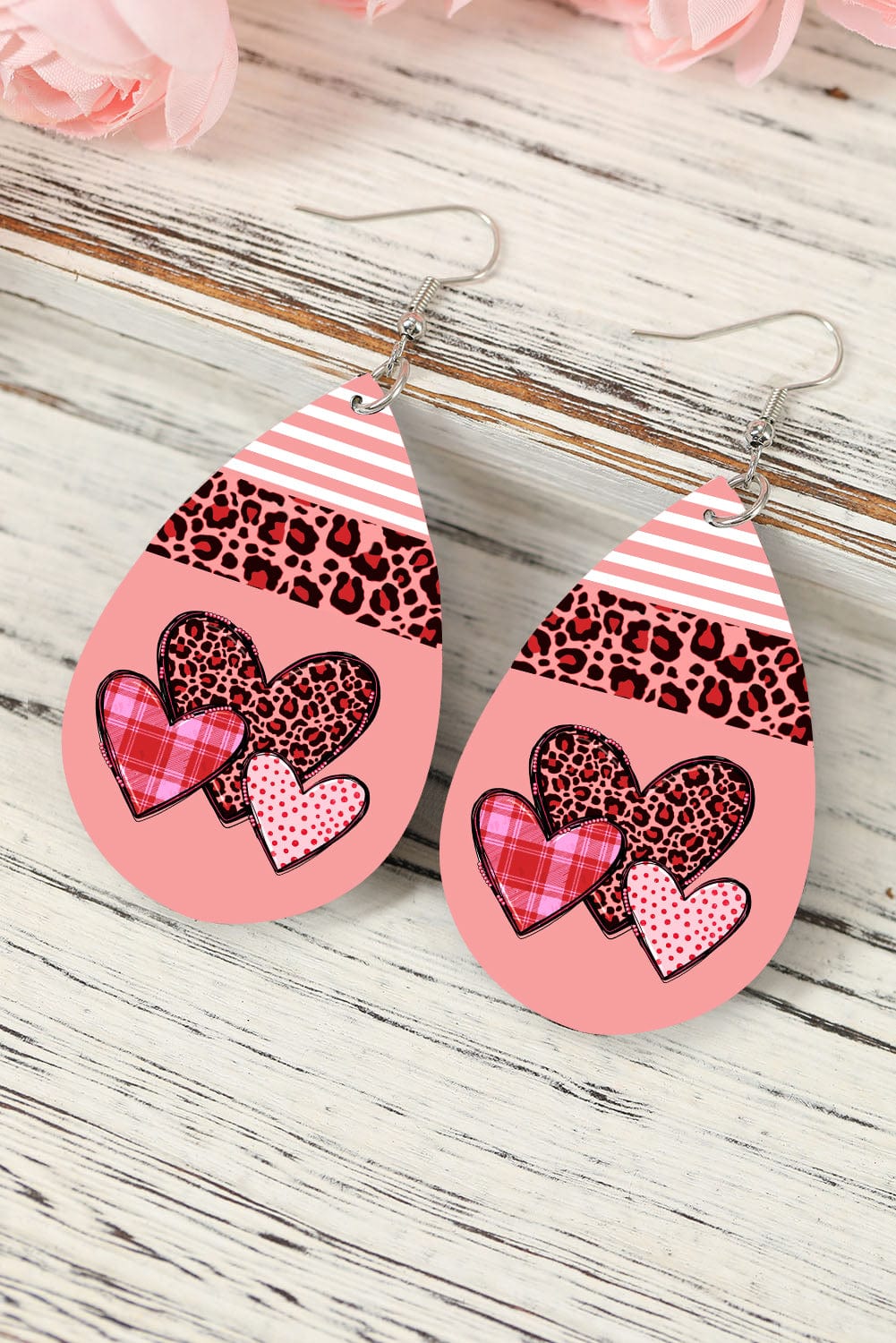 Heartfelt Pink Valentine's Day Heart Print Earrings