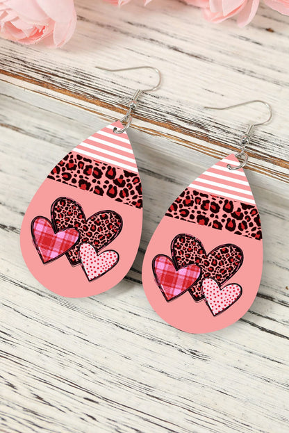 Heartfelt Pink Valentine's Day Heart Print Earrings