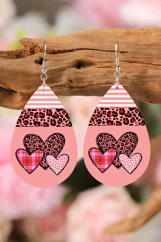 Heartfelt Pink Valentine's Day Heart Print Earrings