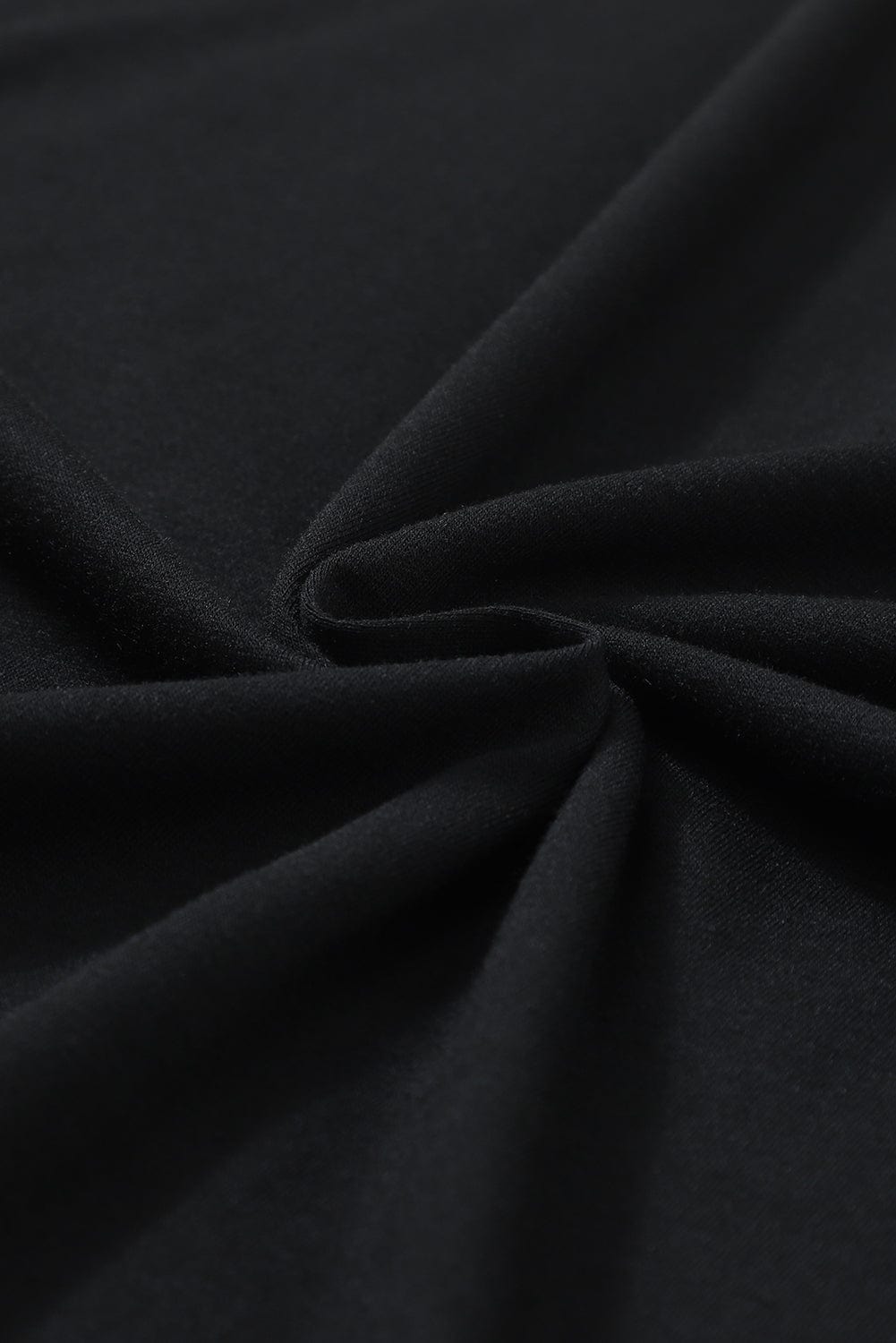 Heathered Black Smocked 3/4 Sleeve Casual Loose Top