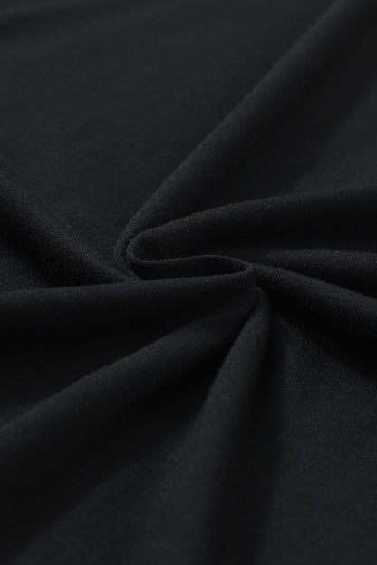 Heathered Black Smocked 3/4 Sleeve Casual Loose Top