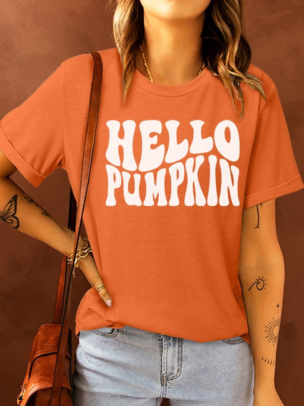 Hello Pumpkin Orange Graphic Tee