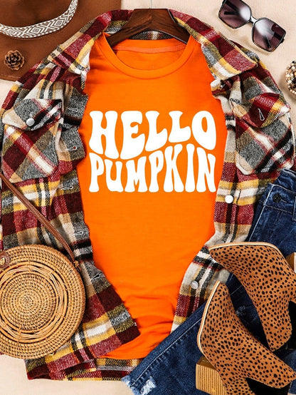 Hello Pumpkin Orange Graphic Tee
