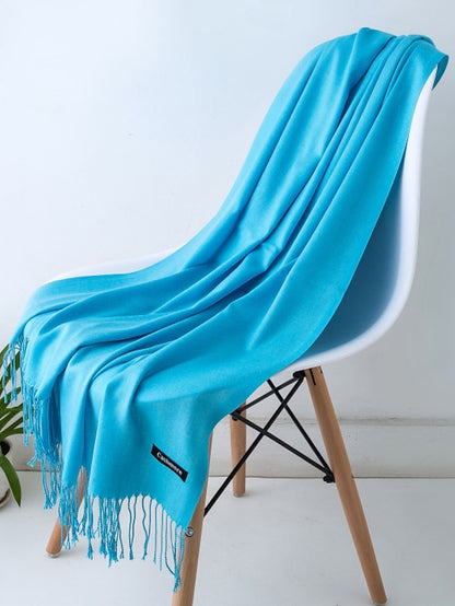 1pcs Solid Color Hijabs Imitation Cashmere Scarf Women All Season Long Shawls And Wraps Hijab Scarves Tassels Thin Headband - LuckyFash™