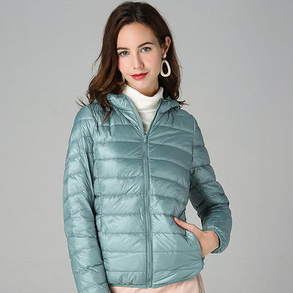 Women's Puffer Jacket with Hoodie Jacket Hiking Down Jacket Winter Outdoor Thermal Warm Packable Waterproof Windproof Jacket Top Full Length Visible Zipper Fishing Camping / Hiking / Caving