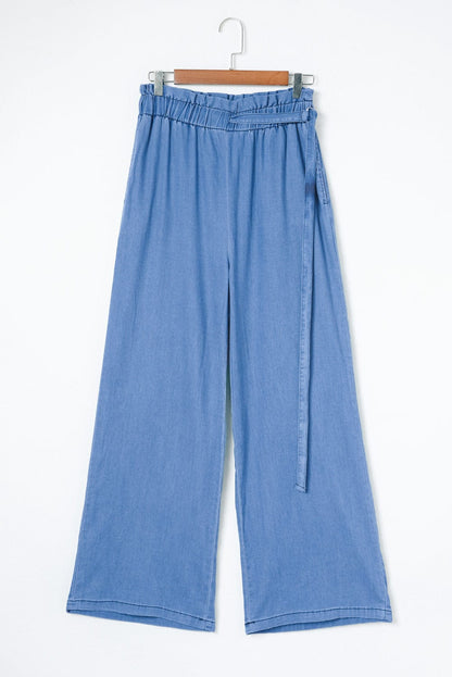High Rise Tencel Wide Leg Jeans with Pockets