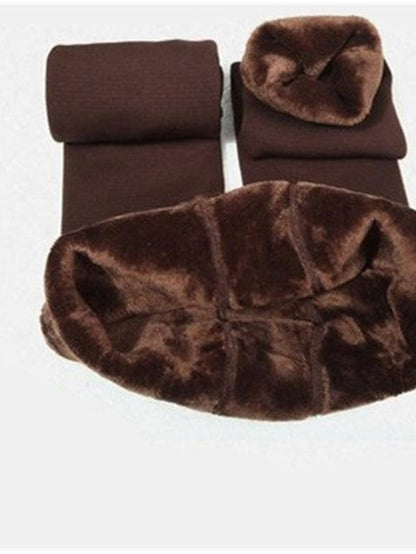 Fleece Lined Leggings For Women Fleece Pants Tights Leggings Fleece lined Green Purple Wine Fashion Casual Daily Stretchy Full Length Tummy Control Solid Colored One-Size - LuckyFash™