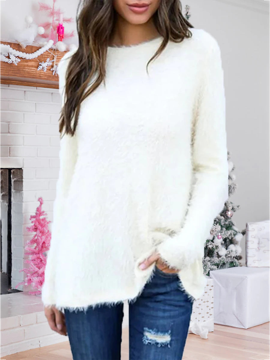 Women's Pullover Sweater Jumper Crew Neck Ribbed Knit Cotton Oversized Fall Winter Regular Outdoor Daily Holiday Stylish Casual Soft Long Sleeve Solid Color Black White Yellow S M L