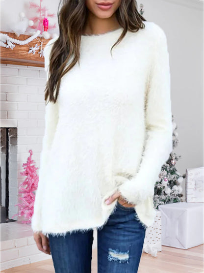 Women's Pullover Sweater Jumper Crew Neck Ribbed Knit Cotton Oversized Fall Winter Regular Outdoor Daily Holiday Stylish Casual Soft Long Sleeve Solid Color Black White Yellow S M L