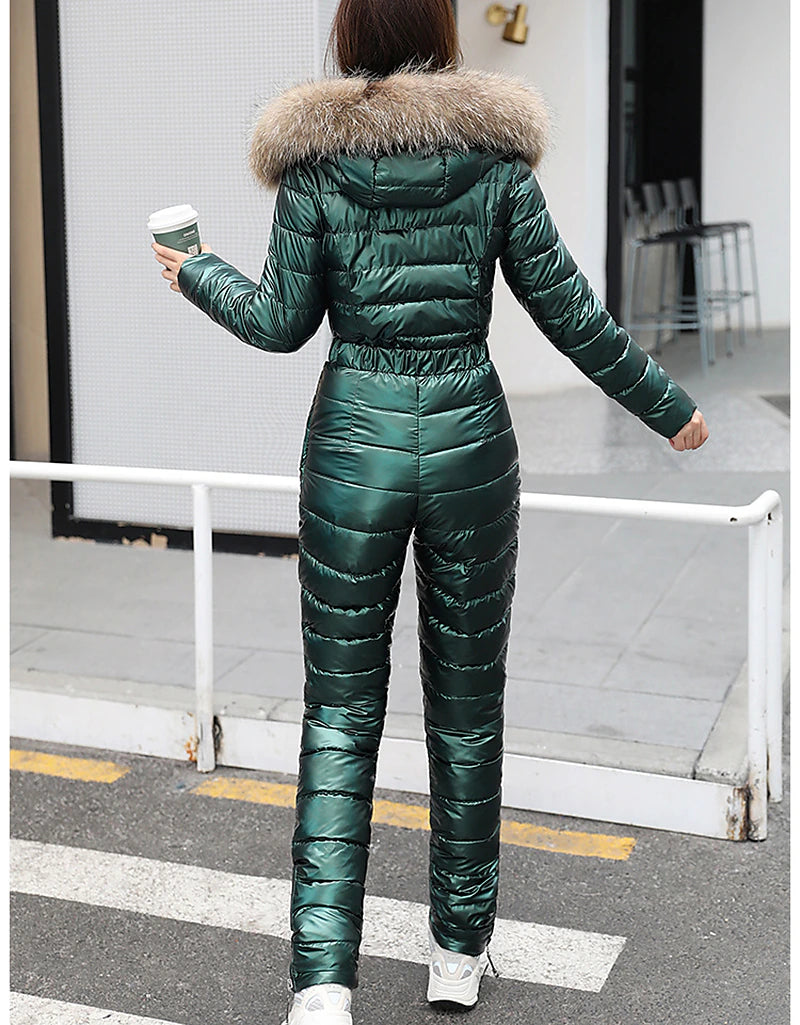 Women's Jumpsuit Ski Suit Outdoor Winter Thermal Warm Windproof Detachable Hood Windbreaker Snow Suit for Skiing Camping / Hiking Snowboarding Ski