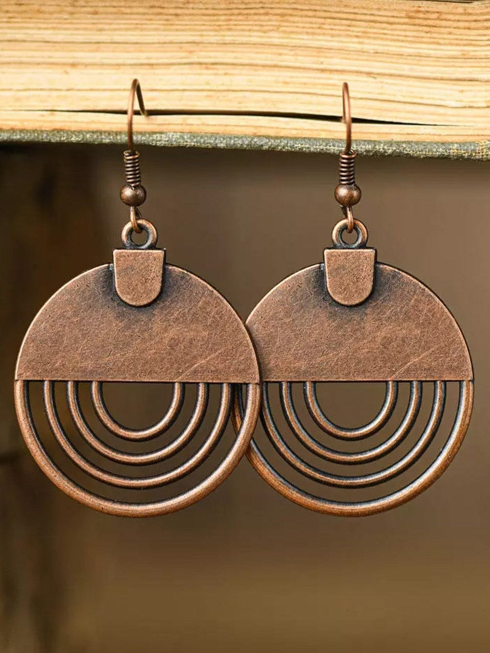 Hollow Out Brown Vintage Hook Earrings