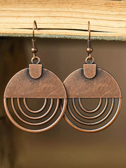 Hollow Out Brown Vintage Hook Earrings