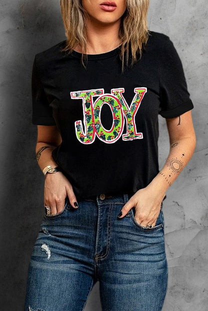 Holly Joy Black Christmas Graphic Tee