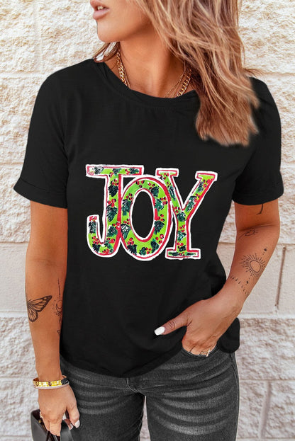Holly Joy Black Christmas Graphic Tee
