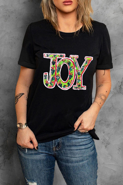 Holly Joy Black Christmas Graphic Tee