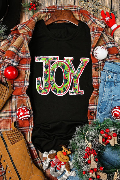 Holly Joy Black Christmas Graphic Tee