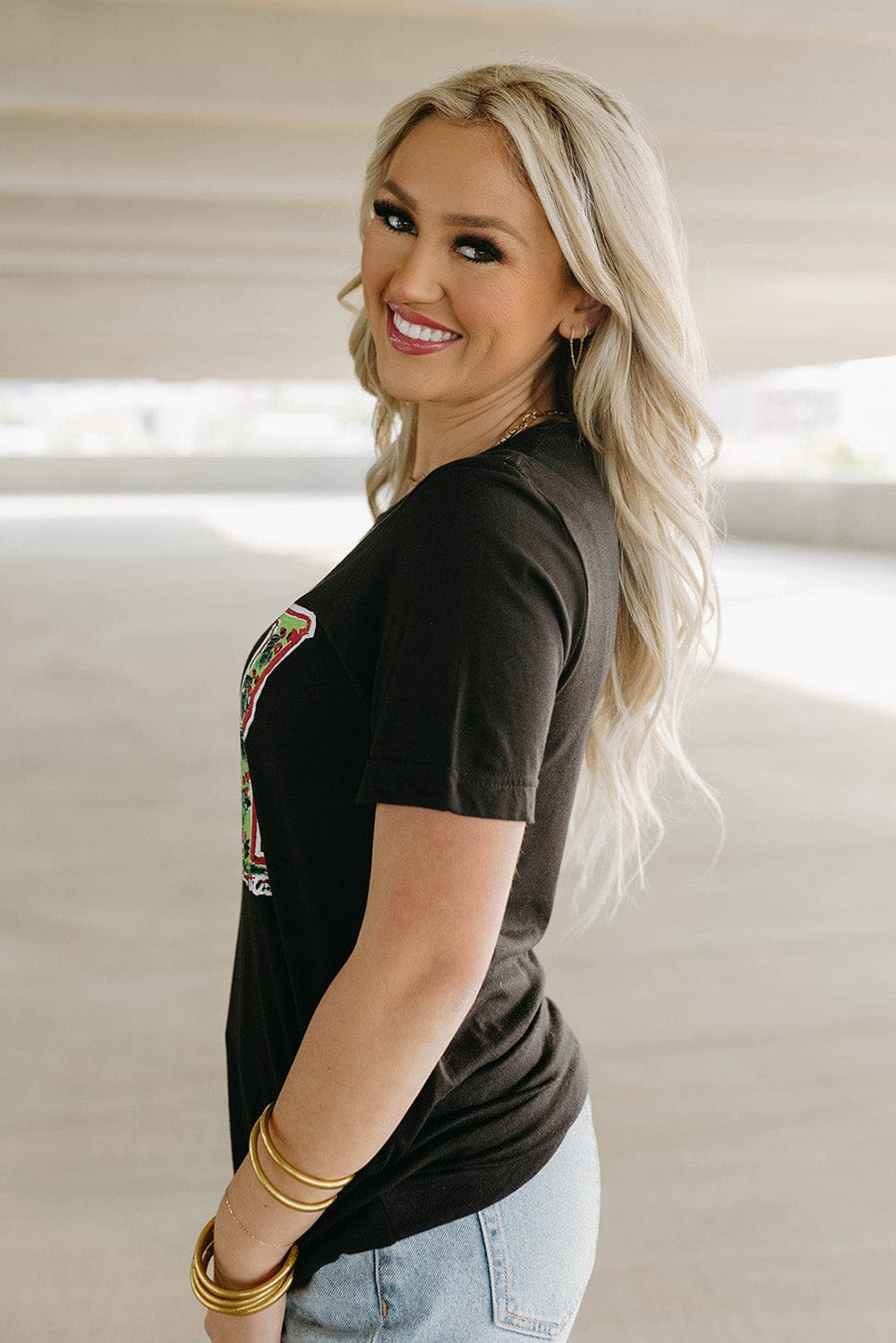 Holly Joy Black Christmas Graphic Tee