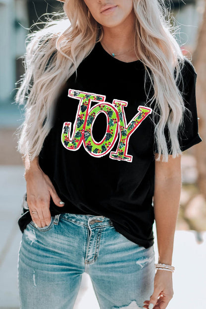Holly Joy Black Christmas Graphic Tee