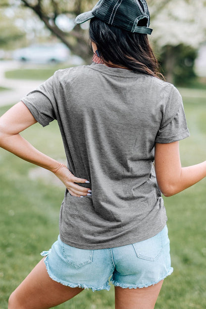 Hoppy Easter Gray Chenille Patch Graphic Tee