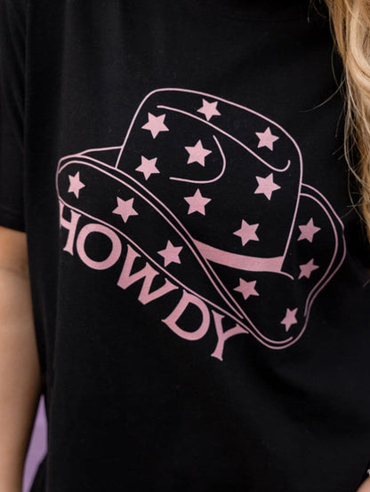 HOWDY Cowboy Hat Print Western Graphic Tee