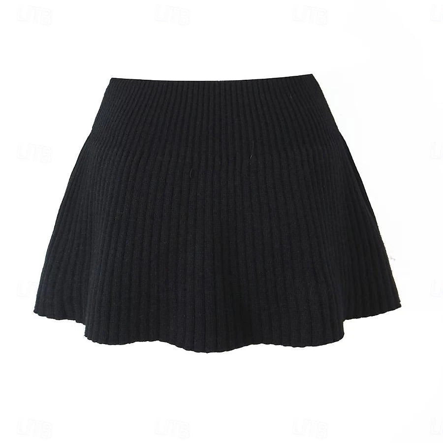 Set with Cropped Turtleneck Sweater Knitted Mini Skirt 2 PCS Sexy Cute Y2K Casual Daily Outfits