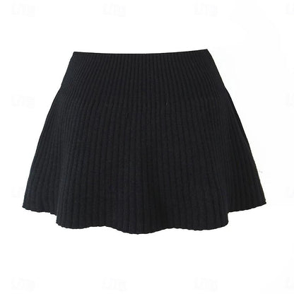 Set with Cropped Turtleneck Sweater Knitted Mini Skirt 2 PCS Sexy Cute Y2K Casual Daily Outfits