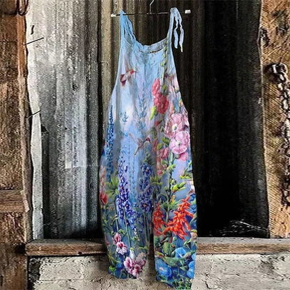 Jumpsuits for Women Print Animal Trug Life Square Neck Casual Daily Holiday Regular Fit Sleeveless Blue Purple Yellow S M L Spring Summer Fall