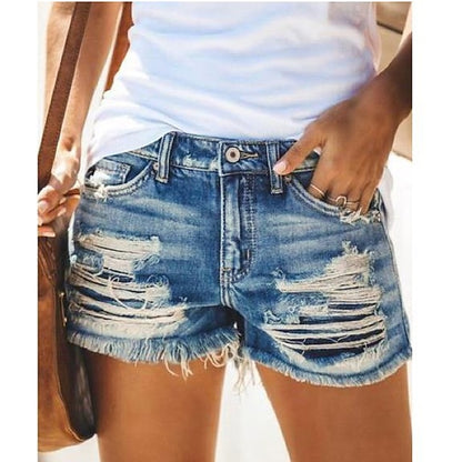 Women's Jeans Normal Denim Plain Blue Light Blue Fashion Mid Waist Short Casual Weekend Summer Spring &  Fall