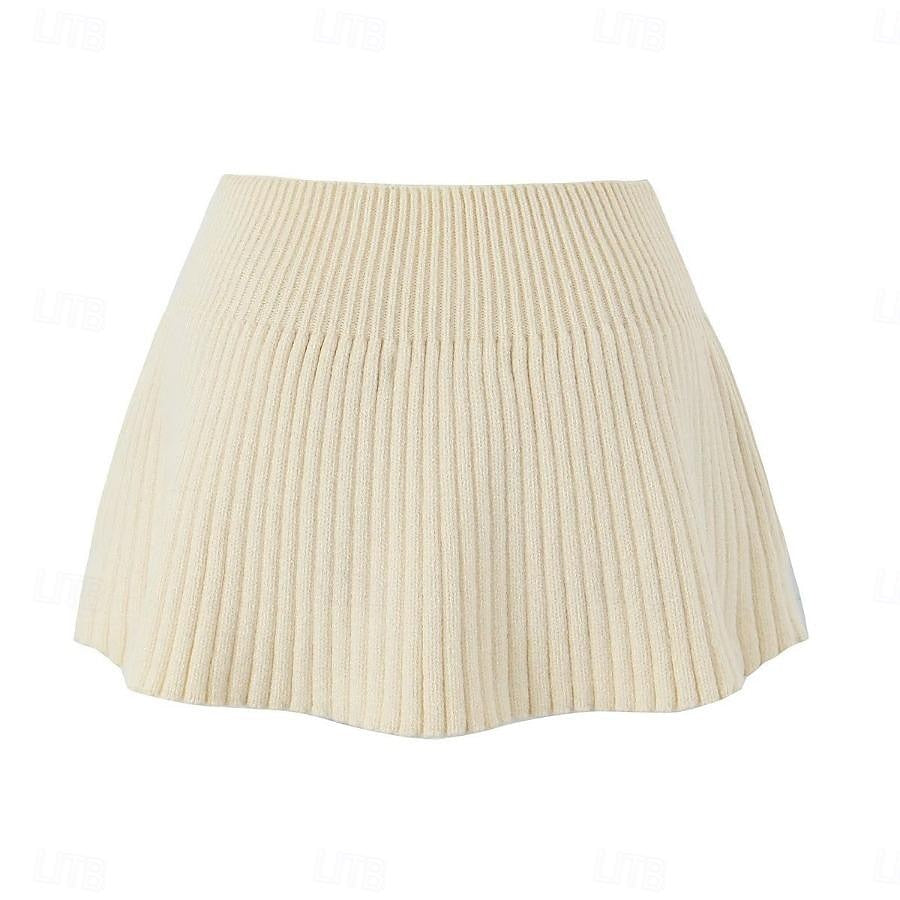 Set with Cropped Turtleneck Sweater Knitted Mini Skirt 2 PCS Sexy Cute Y2K Casual Daily Outfits