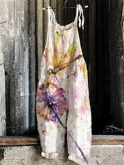 Jumpsuits for Women Print Animal Trug Life Square Neck Casual Daily Holiday Regular Fit Sleeveless Blue Purple Yellow S M L Spring Summer Fall