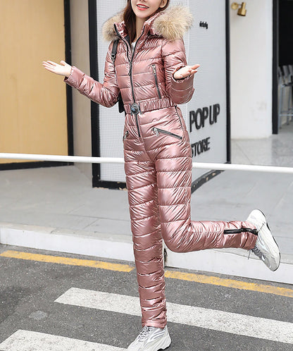 Women's Jumpsuit Ski Suit Outdoor Winter Thermal Warm Windproof Detachable Hood Windbreaker Snow Suit for Skiing Camping / Hiking Snowboarding Ski