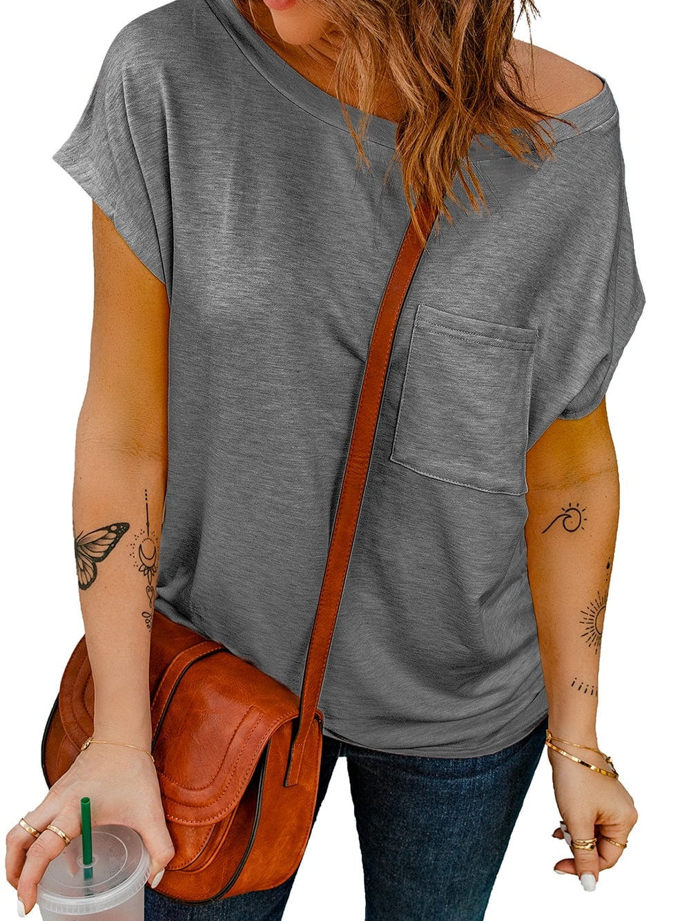 Hypnotic Knit Pocket Tee with Side Slits