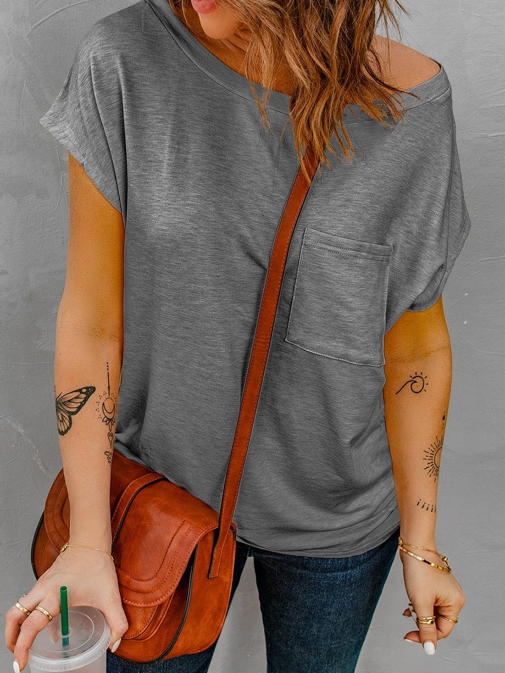 Hypnotic Knit Pocket Tee with Side Slits