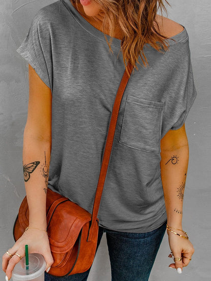 Hypnotic Knit Pocket Tee with Side Slits