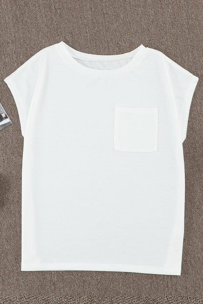 Hypnotic Knit White Tee with Pocket Detail