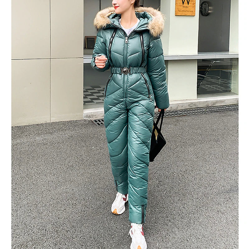 Women's Jumpsuit Ski Suit Outdoor Winter Thermal Warm Windproof Hooded Windbreaker Snow Suit for Skiing Camping / Hiking Snowboarding Ski