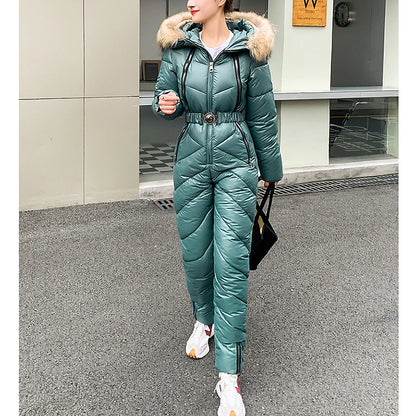 Women's Jumpsuit Ski Suit Outdoor Winter Thermal Warm Windproof Hooded Windbreaker Snow Suit for Skiing Camping / Hiking Snowboarding Ski
