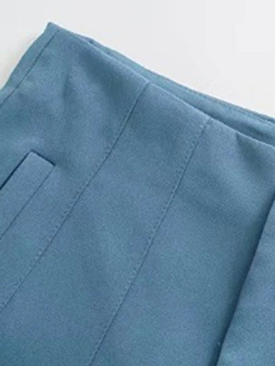 Women's Dress Pants Polyester Solid Color claret Orange red Fashion High Waist Full Length Office Street Fall Winter