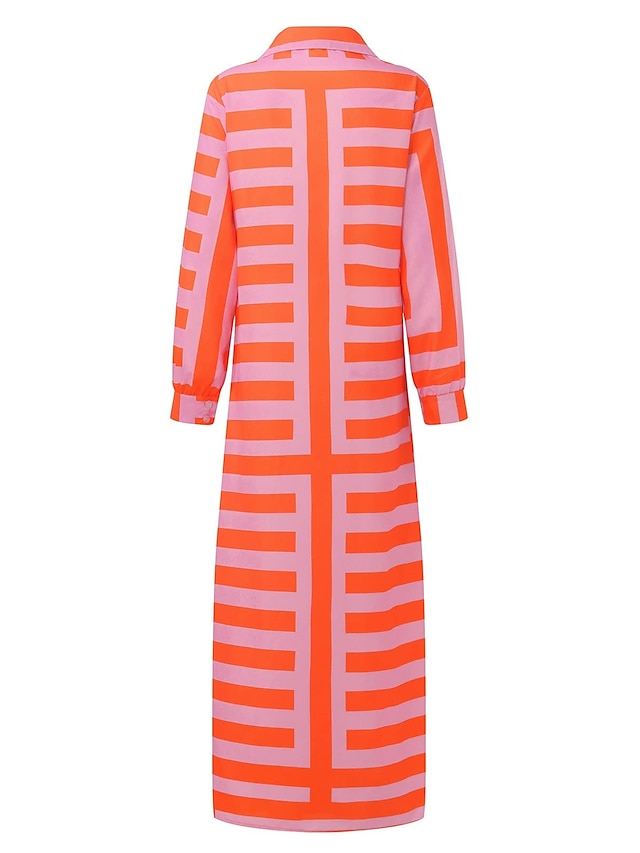 Women's Dress - Shirt Dress Bodycon Wrap Dress Maxi long Dress Outdoor Daily Polyester Fashion Boho Shirt Collar Ruched Split Long Sleeve Summer Fall Spring 2023 Regular Fit Purple Orange Green